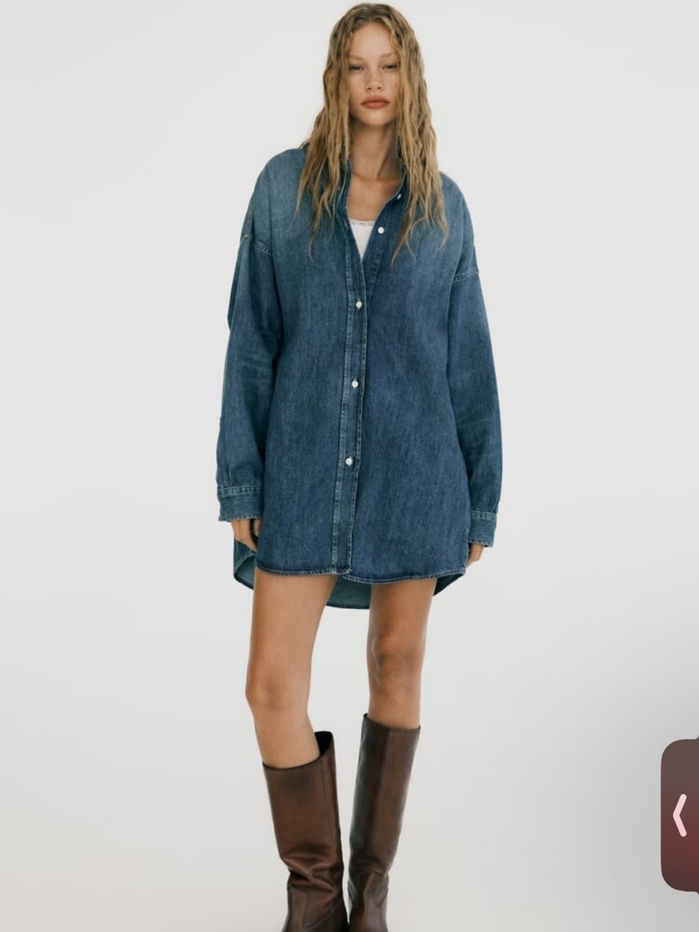 Zara new Denim oversized long Shirt Dress in Dark Blue size M -L